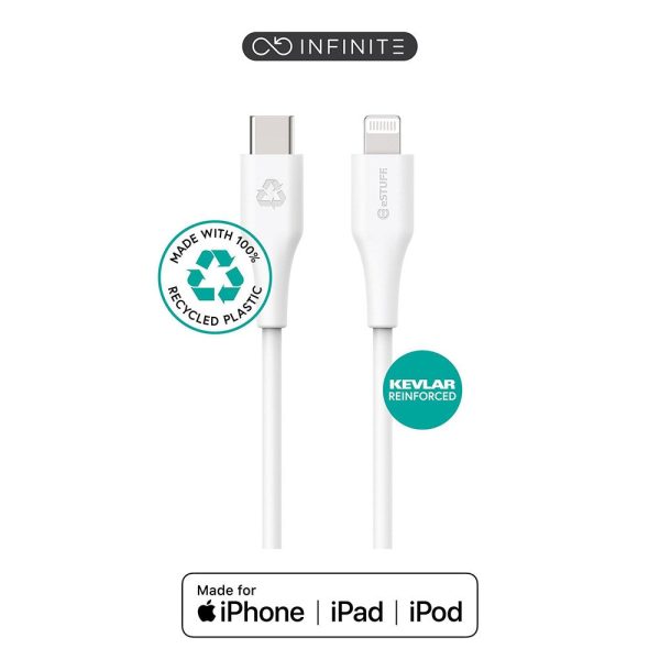 eSTUFF INFINITE MFI USB-C til Lightning Kabel 3 m - 12W - 100% Genbrugsplastik - Hvid Online Sale