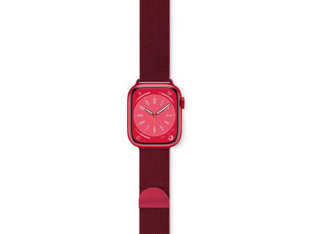 Apple Watch (42 44 SE 45 46 49mm) Epico Milanese Rustfri Stål Rem - Red For Cheap