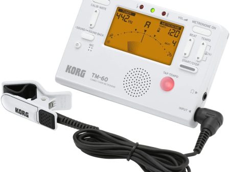 Korg TM-60 Combo Tuner Metronome W Contact Mic - White For Cheap