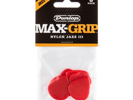 Dunlop Nylon Max-Grip Jazz III Guitar Pick - Red (6 pk) Supply